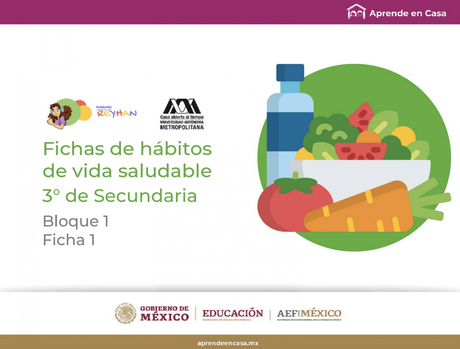 SECUNDARIA. HÁBITOS DE VIDA SALUDABLE - Fundación Aprende con REYHAN